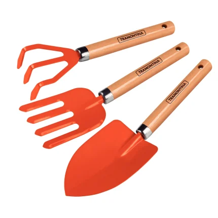 KIT PARA JARDIN 3 PZ. C/ MGO DE  MADERA